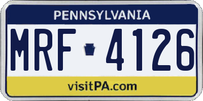 PA license plate MRF4126
