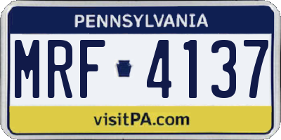 PA license plate MRF4137