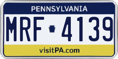 PA license plate MRF4139