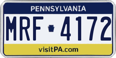PA license plate MRF4172