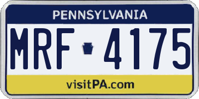 PA license plate MRF4175