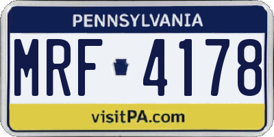PA license plate MRF4178