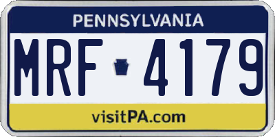 PA license plate MRF4179