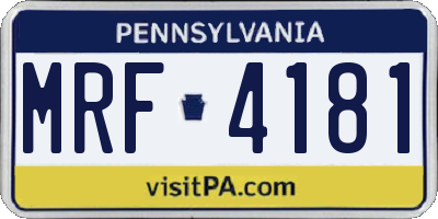 PA license plate MRF4181
