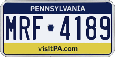 PA license plate MRF4189