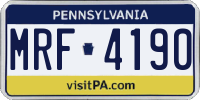 PA license plate MRF4190