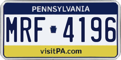 PA license plate MRF4196