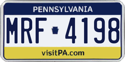 PA license plate MRF4198