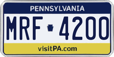 PA license plate MRF4200