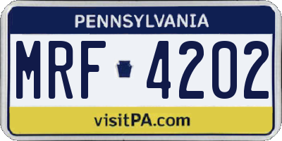 PA license plate MRF4202