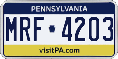 PA license plate MRF4203
