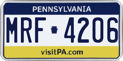 PA license plate MRF4206