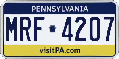 PA license plate MRF4207