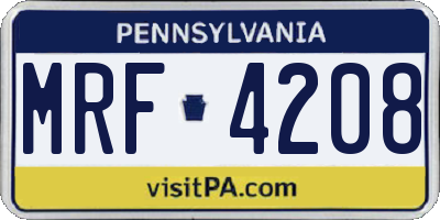 PA license plate MRF4208