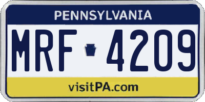 PA license plate MRF4209