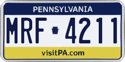 PA license plate MRF4211