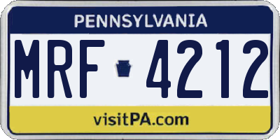 PA license plate MRF4212