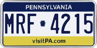 PA license plate MRF4215