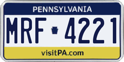 PA license plate MRF4221