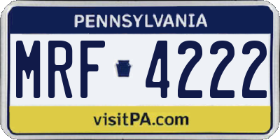 PA license plate MRF4222