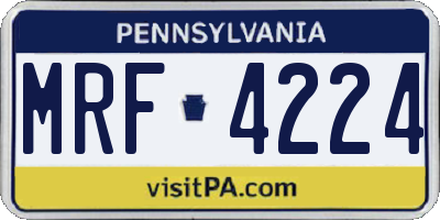 PA license plate MRF4224