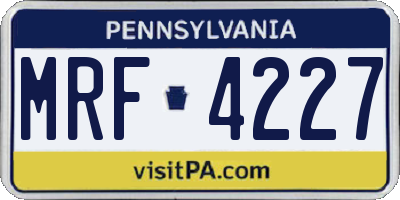PA license plate MRF4227
