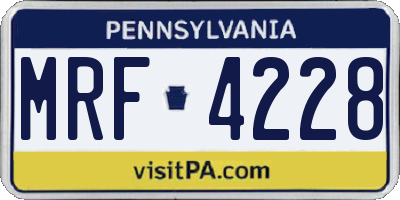 PA license plate MRF4228