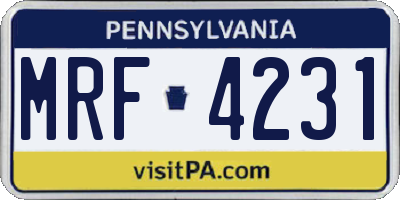PA license plate MRF4231