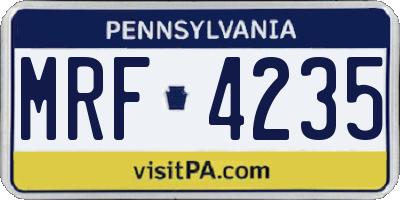 PA license plate MRF4235