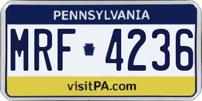 PA license plate MRF4236