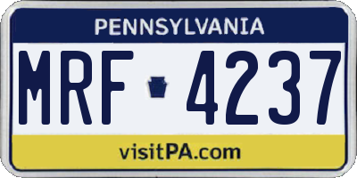 PA license plate MRF4237