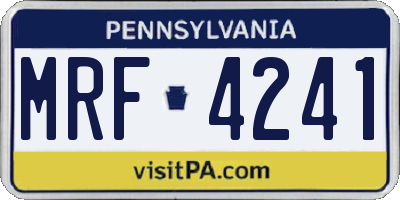 PA license plate MRF4241
