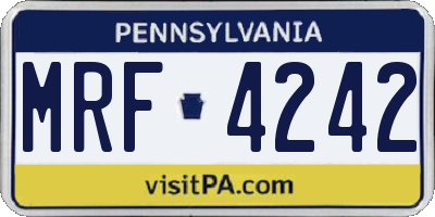 PA license plate MRF4242