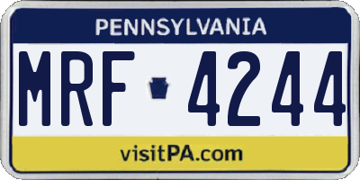 PA license plate MRF4244