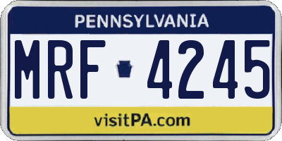 PA license plate MRF4245
