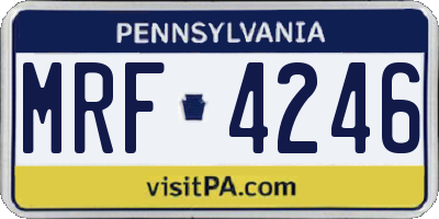 PA license plate MRF4246