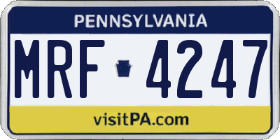PA license plate MRF4247