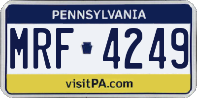 PA license plate MRF4249