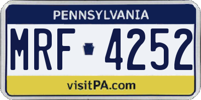 PA license plate MRF4252