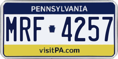 PA license plate MRF4257