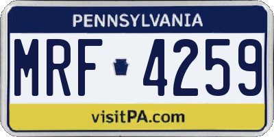 PA license plate MRF4259
