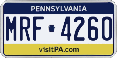 PA license plate MRF4260