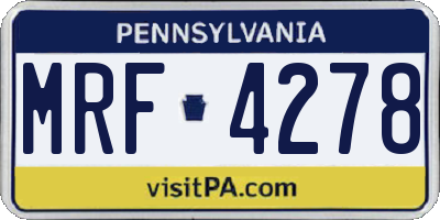 PA license plate MRF4278