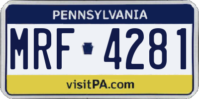 PA license plate MRF4281