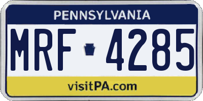 PA license plate MRF4285