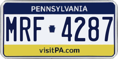 PA license plate MRF4287