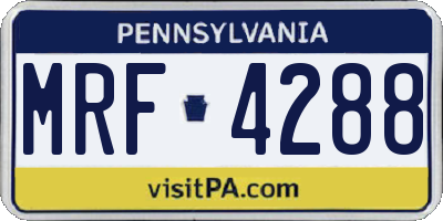 PA license plate MRF4288