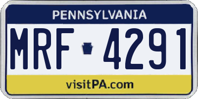 PA license plate MRF4291