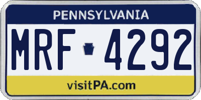 PA license plate MRF4292