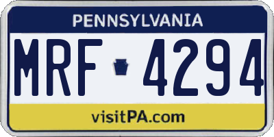 PA license plate MRF4294